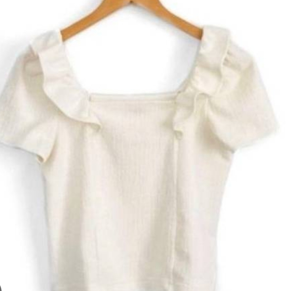Madewell cross hatch ruffle top